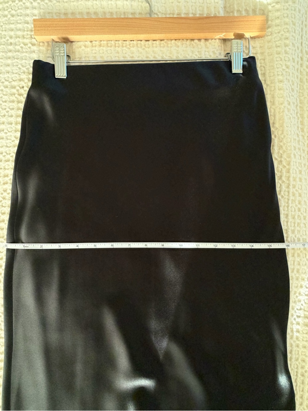 LILYSILK Black 100% Mulberry Silk Bias Cut Midi Skirt Side Slit Size 4 - Picture 5 of 15